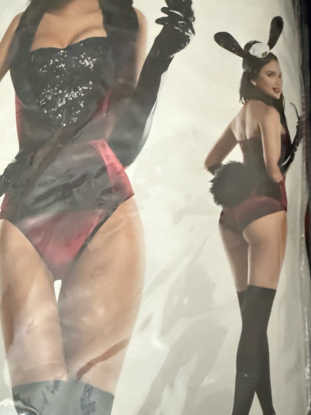 Starline 'Boss Bunny' Women's Corset Lingerie Set in Burgundy and Black - Picture 2 of 3